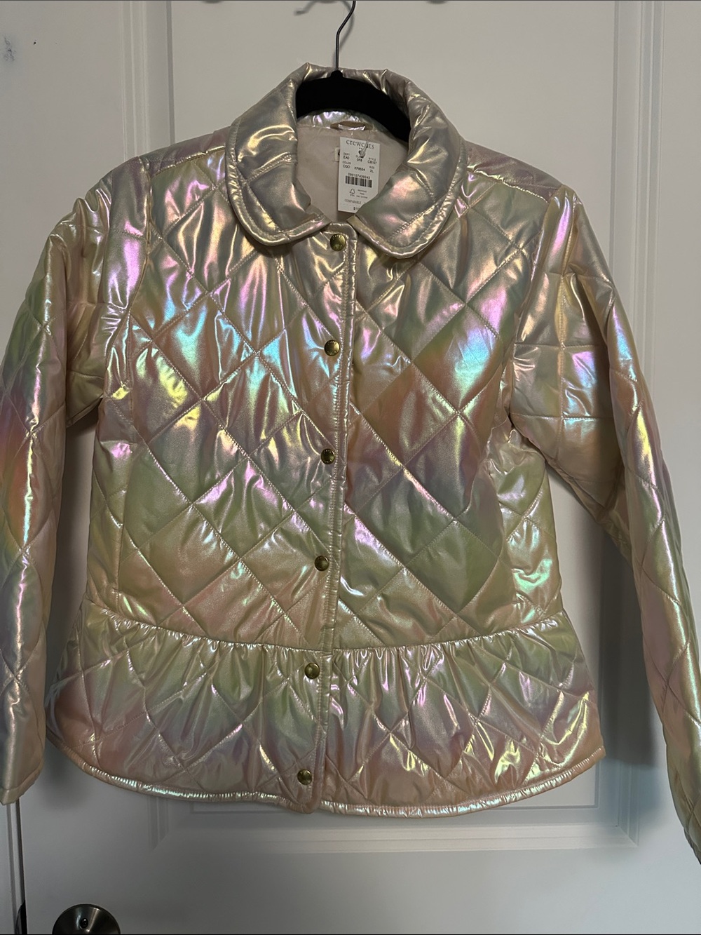 Crewcuts Iridescent Quilted Peplum Jacket - Shimmery Multi